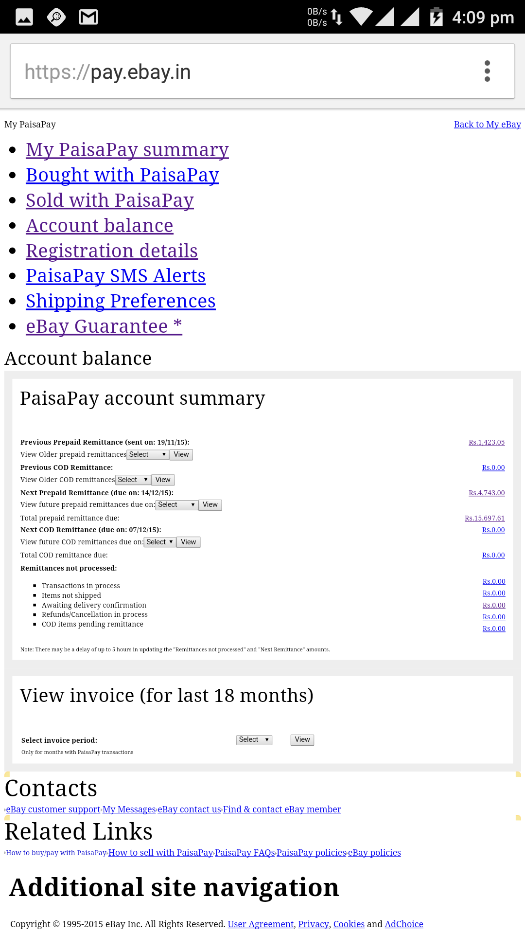 Ebay.in — Seller payment hold