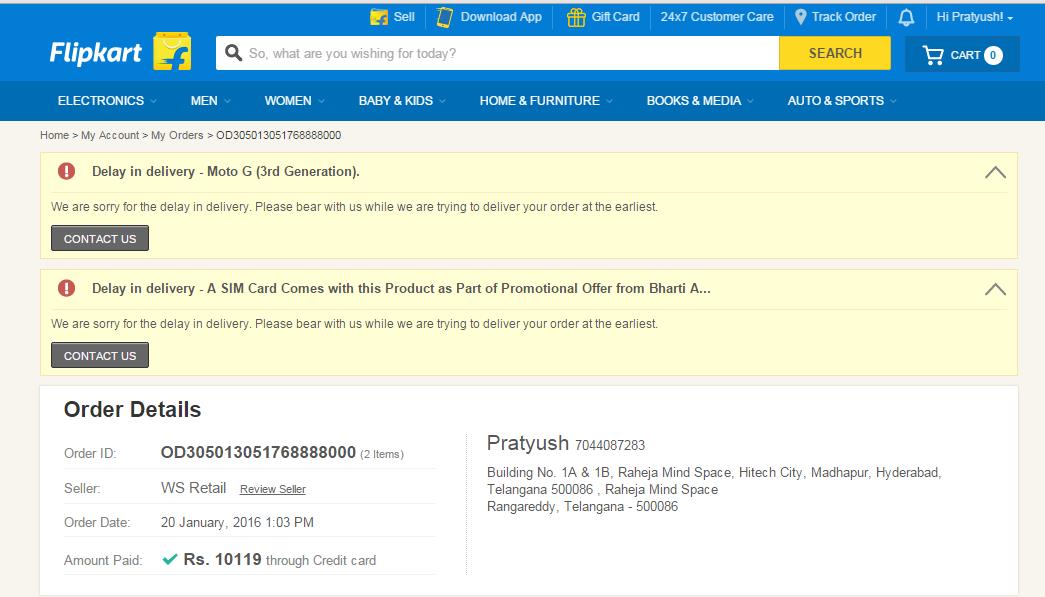 Flipkart — Delivery late instead they are guaranteeing that the
