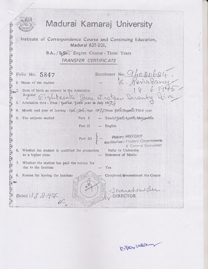 Madurai Kamaraj University — Provisional Certificate And Convocation