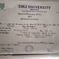 is phd degree from cmj university valid
