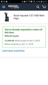 refund from to amazon