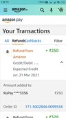 Amazon India-Refund initiated but not credited in my account.