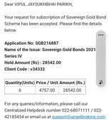 Non receipt of Sovereign gold bond